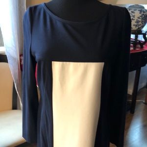 Designer Navy blue and off white dress